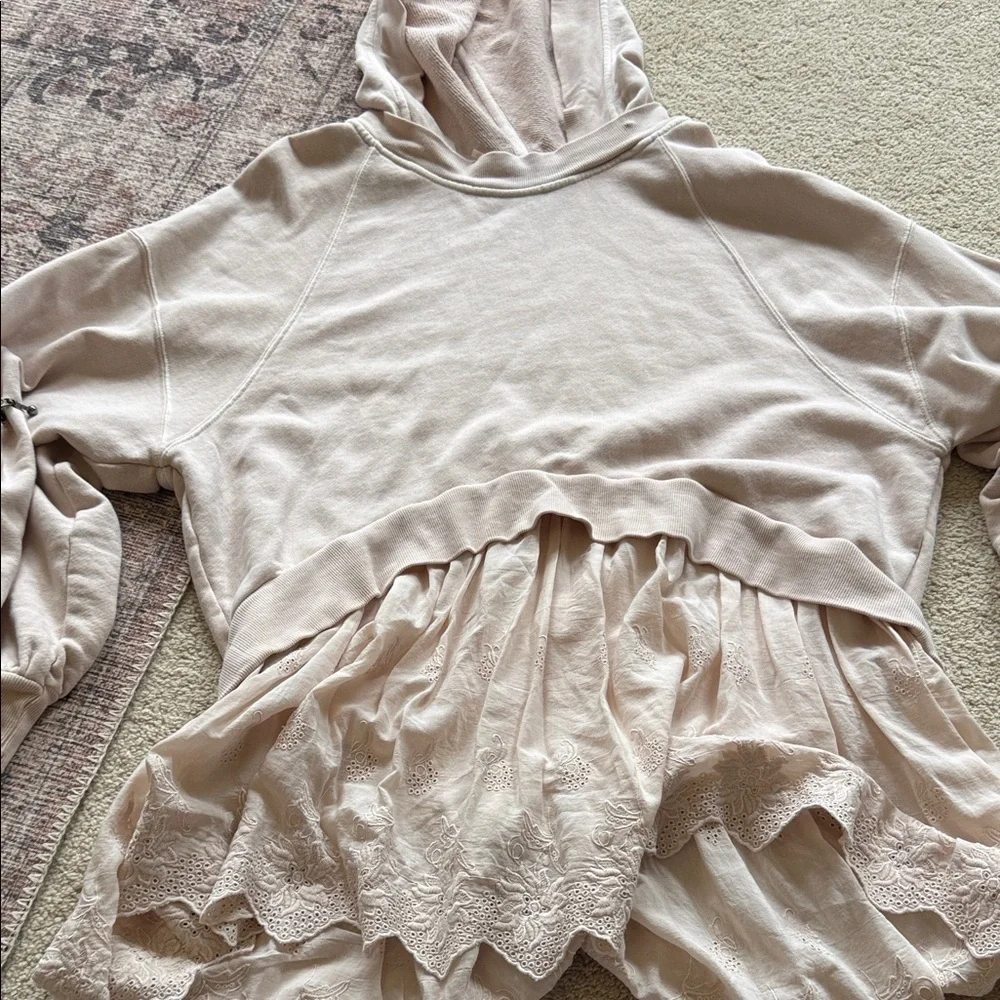 Free People Sweet Streets Muted Pink Tunic Style Hoodie Size Small - Picture 6 of 10